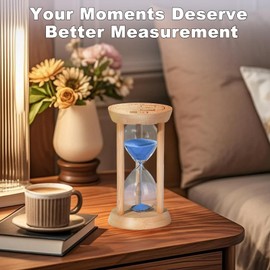 Wooden Sand Timers 10 Minute,Stunning Glass Bamboo Blue Sand Hourglass for Productivity, Meditation & Decor, 10min Reloj De Arenai for Kitchen, Office, Yoga, Game, Classroom