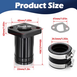 Upgraded Intake Manifold for Predator 212cc 196cc 224cc Engine Performance Parts, for PWK 24mm 28mm Carburetor Coleman ct200u bt200x b200cc b200r kt196 Mini Bike Go Kart (Black)