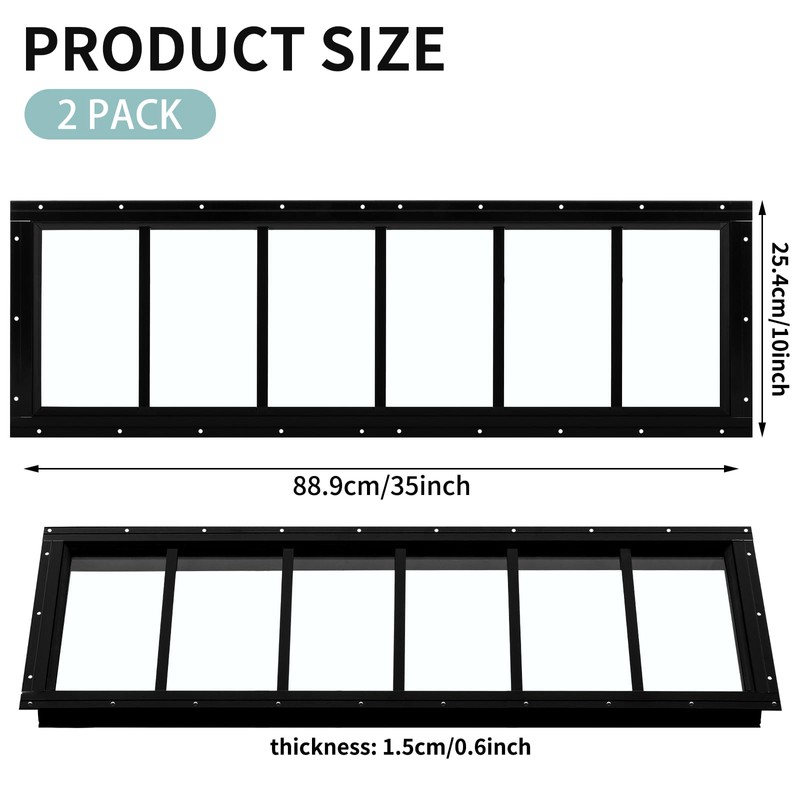 Tandefio 2 Pack Shed Window, Transom Windows 10" x 35"