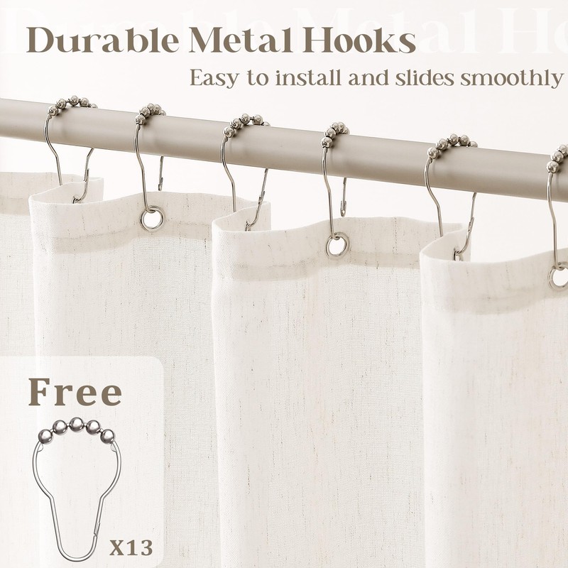 DUKIYO Extra Long Linen 84 Inch Shower Curtain Neutral Modern