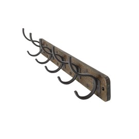 Spectrum Richmond Wall Mount 5 Hook Wood Rack for Storage and Organization of Entryway Bedroom and More, Coffee/Industrial Gray