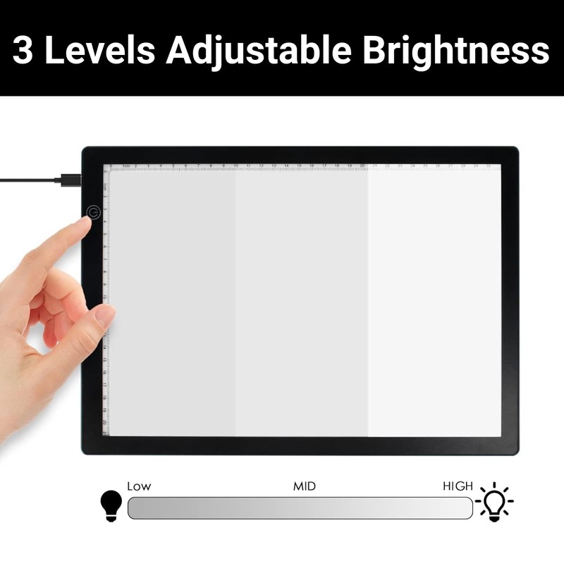A4 Ultra Slim Slide Viewer, Black Acrylic with 3 Brightness