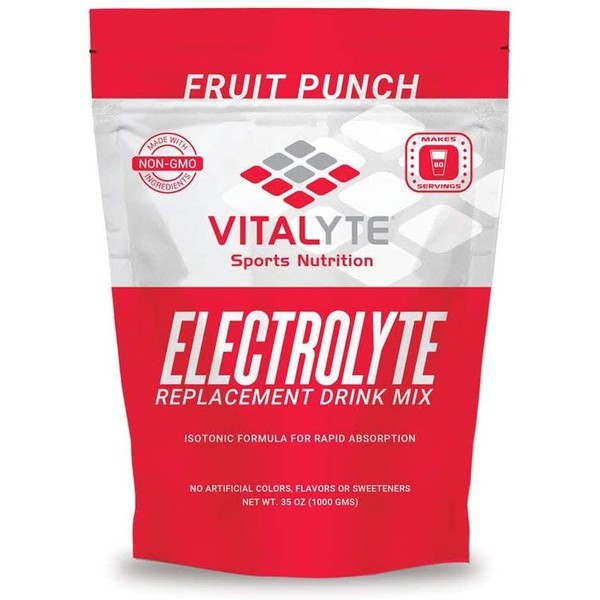 Vitalyte Natural Electrolyte Powder Drink Mix, Gluten Free, 40 2 Cup Servings Per Container (FRUITPUNCH-Pouch)