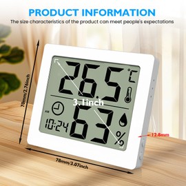 LEKEFETO Pack of 2 Digital Thermo-Hygrometer, Hygrometer Indoor Thermometer, 3.2 Inch LCD Large Display, Desktop Thermometer, High Accuracy, for Indoor, Baby Room, Living Room, Office