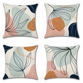 JOTOM Abstract Art Cushion Covers 45x45 cm Modern Boho Geometric Decorative Throw Pillow Covers 18x18 Inch Sofa Car Square Pillowcase for Outdoor Home Bed Couch Decor Set of 4 (Abstract Pattern)