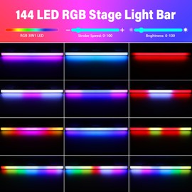 ENDYSHOW LED Pixel Light Bar,60W 144 RGB LED Stage Lights Bar,DMX DJ Stage Wash Lights Sound Activated Master/Slave Strobe Professional DJ Lighting Equipment for Stage Wedding Club Party Church