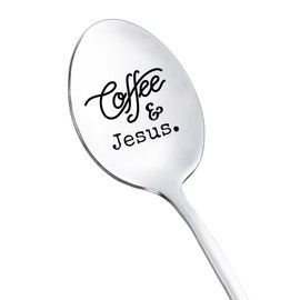 Coffee and Jesus Spoon Gifts for Coffee Lovers Women Men Christian Gifts for Grandma Dad Christmas Birthday Gifts for Papa Jesus and Coffee Gifts for Mom Friend Coffee Spoon