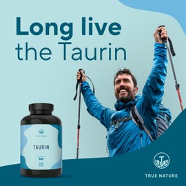 Taurin Kapseln - 2000mg Taurine hochdosiert - 360 Kapseln: Big Pack - 6 Monatsvorrat – Pre Workout Booster ohne Koffein - Vegan, ohne künstliche Zusätze - Deutsche Produktion – TRUE NATURE