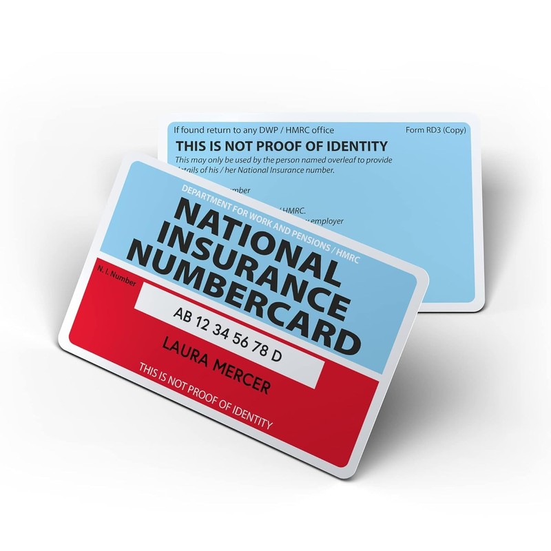 Custom Printed Replacement National Insurance Number Card Hard Plastic Card