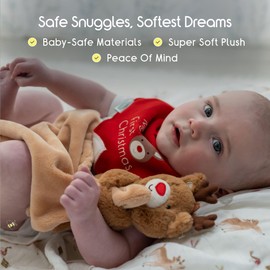 Ziggle Baby Comforter for Newborns | Soft Reindeer Baby Plush Blanket Toy | Newborn Essentials and Reindeer Blanket Gift | New Baby Boy or Girl Gift Idea | Eco Friendly | 30x30cm