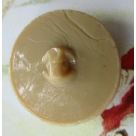 Set of 3  Vintage Large 7/8" Tan  top hat Glass Buttons~ ~new/old stock