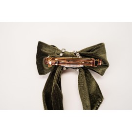 Violet and Brooks Embellished Bow Barrette - Olive
