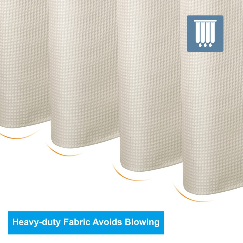 AmazerBath Waffle Shower Curtain, Heavy Duty Fabric Shower Curtain with