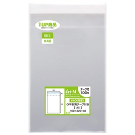 アート・エム 1up商品【国産 厚口#40】 テープ付 【100枚】A5【 A5用紙 / A4用紙2ッ折り用 】透明OPP写真袋 （透明封筒）40ミクロン（特厚）160x225+40mm