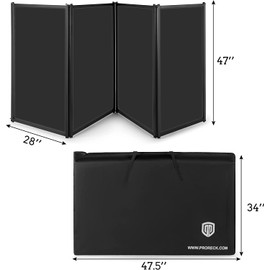 PRORECK DJ Foldable Facade Portable Event Booth Panels 4 Detachable Black Metal Frame Projector Display Scrim Panel with Carry Bag-black and white