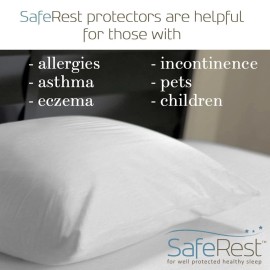 SafeRest Waterproof Pillow Protector 2 Pack Standard Size Soft Breathable Zippered Cover