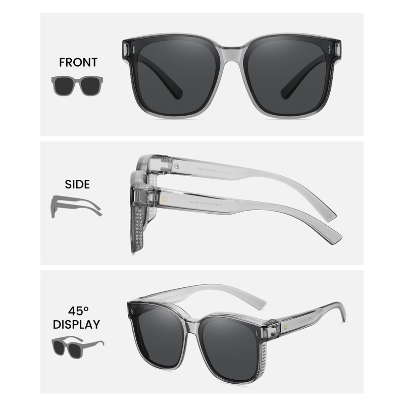 DUCO 8961 Over Sunglasses, Over Sunglasses, Glasses, Polarized Lenses, Large