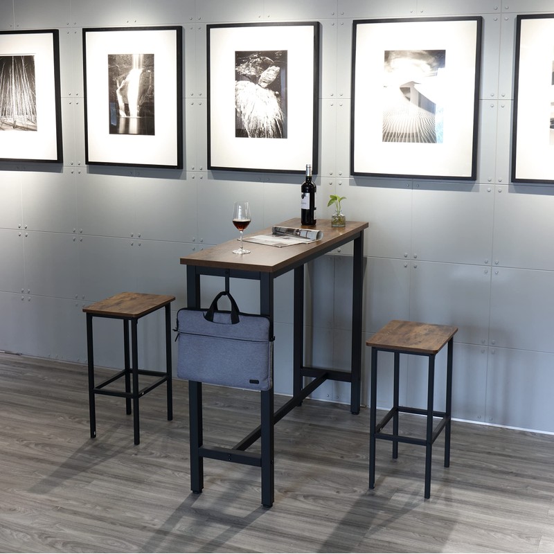 Finnhomy 47" Industrial Bar Table Set with 2 Stools -