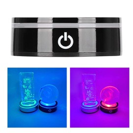 3D Crystal LED Light Base Black Flat Touch Multi Mode Colourful Round Show Stand Display Plate