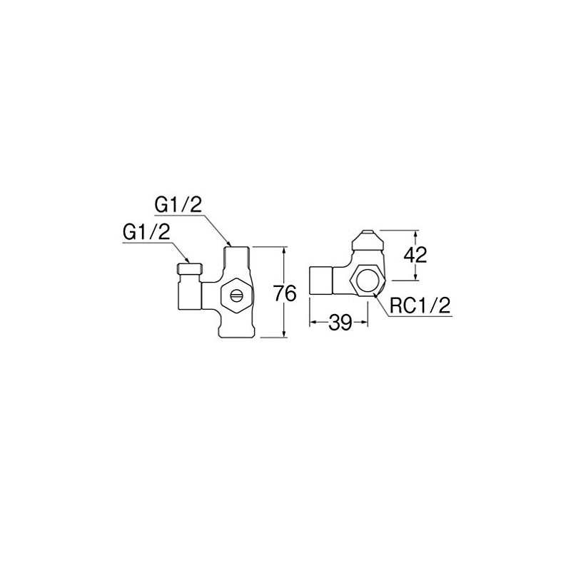 SANEI B4131DN-L1-13 D-Type Branch Valve, Common Type, Kitchen, Elbow 360°