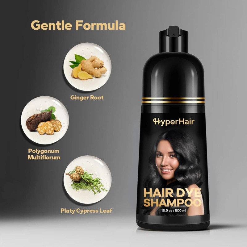 HyperHair Black Hair Dye Shampoo, Shampoo for Color Treated Hair,