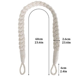 Pack of 2 Curtain Rope Tiebacks, Cotton Curtain Rope Curtains Cord, Handmade, Boho Curtain Holders, Cotton Rope Curtain Holders, Curtain Clips Cotton Rope, for Office Curtains