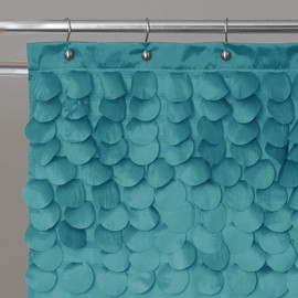 Lush Decor Lillian Shower Curtain | Textured Shimmer Circle Design Bathroom, 72” x 72”, Turquoise