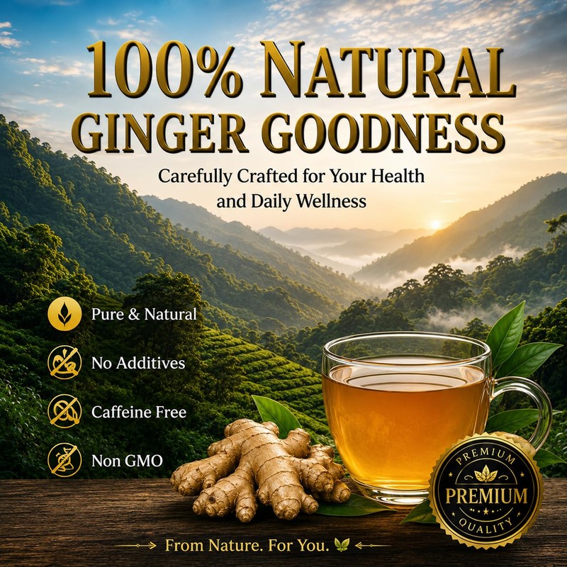WOTIHA 150 Premium Ginger Tea Bags, 100% Pure Ginger Root,