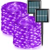 QITONG 2 Pack Purple Solar Fairy Lights Outdoor Waterproof, Each