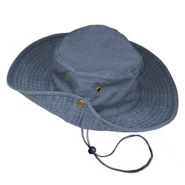 TOSKATOK UPF 50 + Boys Kids Safari Outback Australian Style Cotton Bush Sun Protection Hat with Wide Brim, Detachable Chin Strap, Side Press Studs and Air Vents-DENIM-54