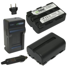 Wasabi Power Battery (2-Pack) and Charger for Sony NP-FM500H and Sony CLM-V55, Alpha DSLR SLT-A57, A58, A65, A65V, A77, A77V, A77 II, A77M2, A99, A100, A200, A300, A350, A450, A500, A550, A560, A580, A700, A850, A900