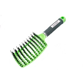 Zabolight Premium Vent Boar Bristle Hair Brush Vented Detangling Oversize Hair Brush for Thick Long Curly Hair, Curved Fast Blow Drying Brush for Women & Men (Green)