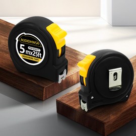 MJDIDHWSA Retractable Tape Measure – 5m / 16ft, Fractional Scale, Durable Electroplated Stainless Steel, Ideal for Crafts, Kids, and Precision Measurements