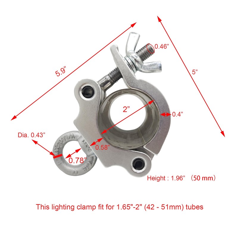 42-51mm Heavy Duty Pro Clamp with Eye Bolt for 2