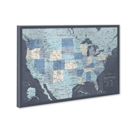US Travel Map with Push Pins on Canvas - Detailed USA pin map - Large US Wall Map Pin Board - Map of National Parks in United States