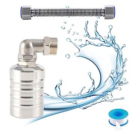 Longzhuo Válvula Flotante de Control de Nivel de Agua Completamente automática de Acero Inoxidable 304,Con 1 tubo de 30 cm para tanques de agua, torres, piscinas-3/4(Toma de agua lateral)