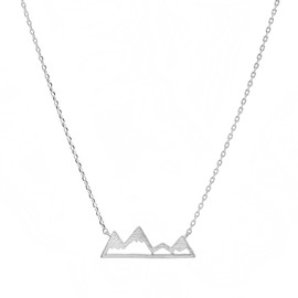 Spinningdaisy Handcrafted Brushed Metal Snow Mountain Necklace (Silver)