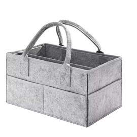 Sixstore Luxury Nappy Organiser Sturdy Felt Newborn Nappy Caddy for Nursery Portable Storage Wipes Removable Dividers Nappy Basket Gift for Expecting Mum