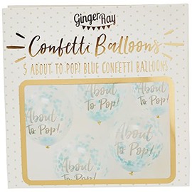 Ginger Ray Blue Confetti About To Pop Baby Shower Balloons 5 Pack