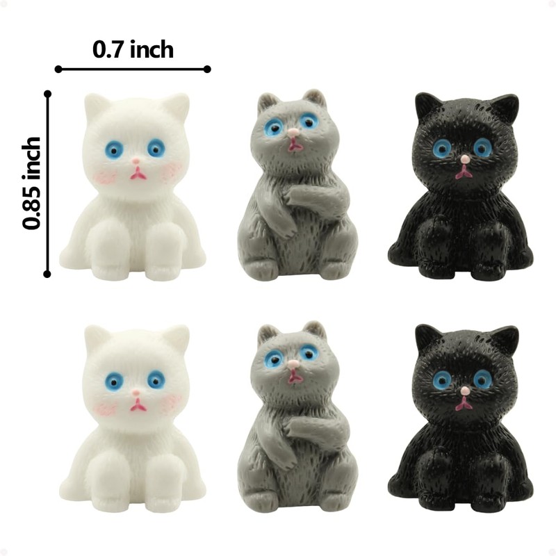 Cat Hinge Heads Decorative Topper Set of 6 - Cute