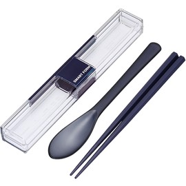 Iwasaki Industries H-601 NV Spoon and Chopsticks Set, 7.7 inches (19.5 cm), Very Strong, Case Included, Navy
