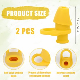 2pcs Bite Valve Replacement for Ello Emma 14oz Kids Water Bottle, Silicone No BPA Water Bottle Mouthpiece Replacement Compatible with Ello Emma 14oz Accessories Parts (Yellow)