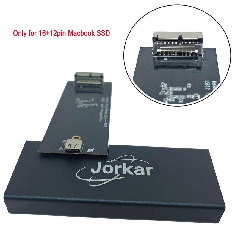 Jorkar External SSD Enclosure for MacBook Air/Pro 12+16 PIN SSD,