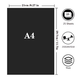 Black Card, A4 Card 250GSM Thick Card Stock for Cards Making, Scrapbook, Office Printing and Arts or Crafts DIY (25 Sheets)