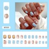 Press on Nails Short Square Fake Nails with Birds Flower