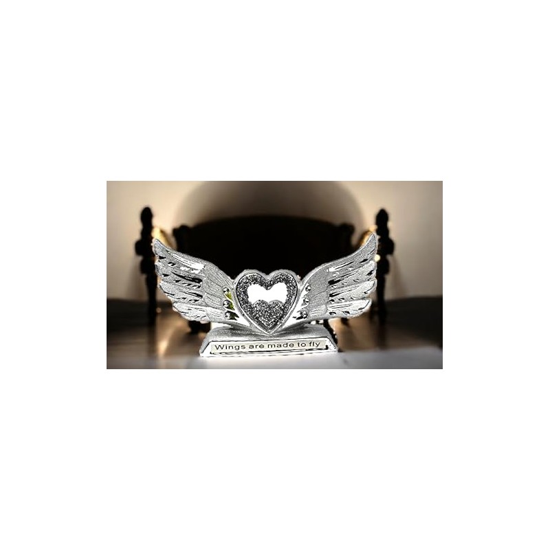 Crushed Diamond Angel Wings with Shelf Sitter Ornament Decorative Sculpture