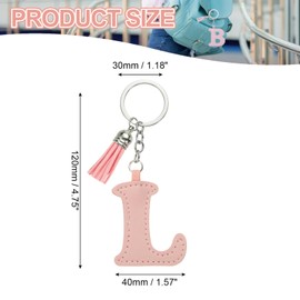 PATIKIL Alphabet Initial Letter Keychain, Cute Leather Keychains with Tassel Letter L Pendant Charm for Women Key Purse Handbag Bag Accessories, Pink
