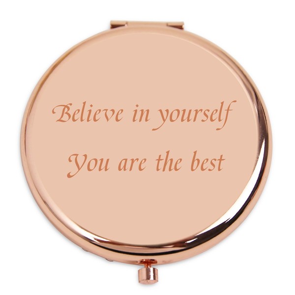 Ximruyuv Small Travel Mirror, Round 2.6” Slogan Style Double Sided