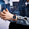 BUREI Men's Watch, Brown, Leather Strap, Analog, Date Display, Quartz,