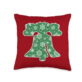 Philadelphia Christmas PA Lover Liberty Bell Snowflakes Art Throw Pillow